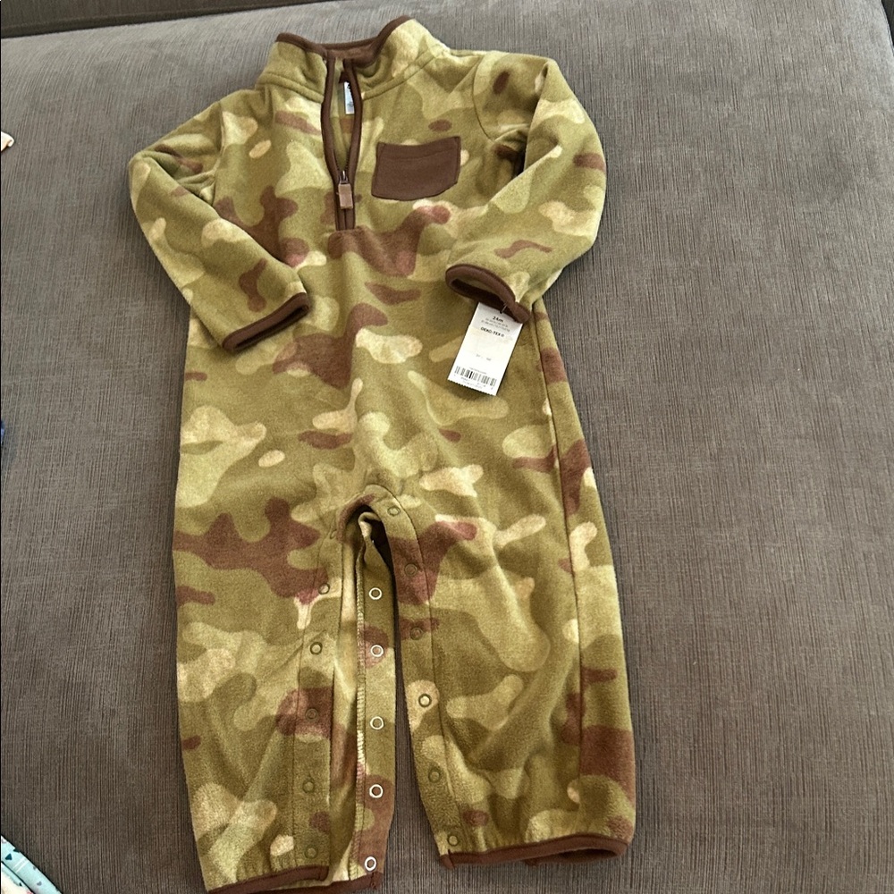 Carters Baby Boy Camo Fleece Jumpsuit 24mo NWT